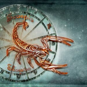 Ilustración del signo de Escorpio con constelaciones, símbolo del horóscopo de hoy